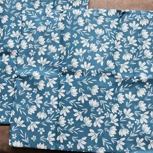 new Cornflower Blue & Cream Floral Pillow Covers 16x16 inch Set of 2 side zipper